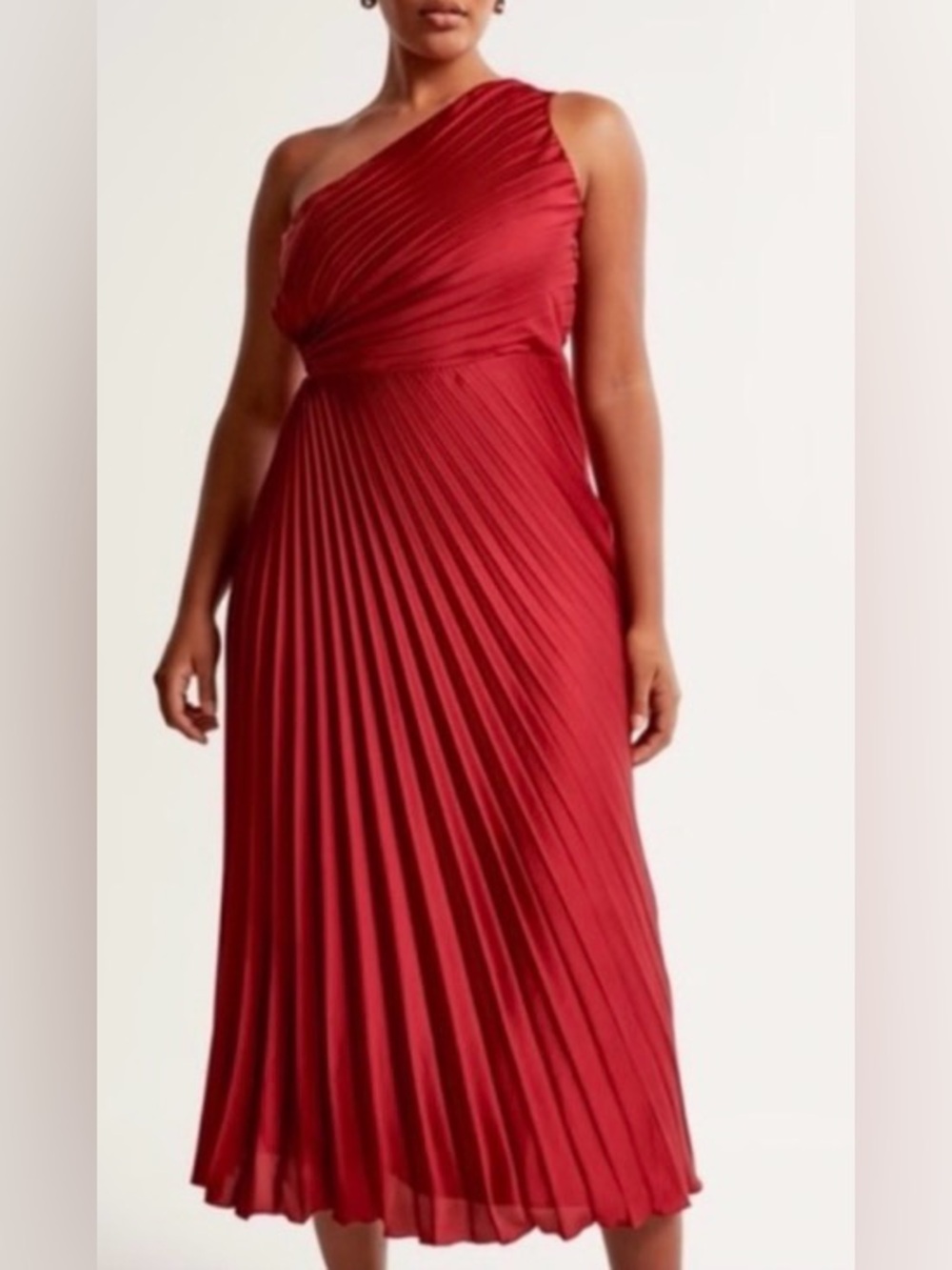 Abercrombie & Fitch One-Shoulder elegant Red Pleated Midi